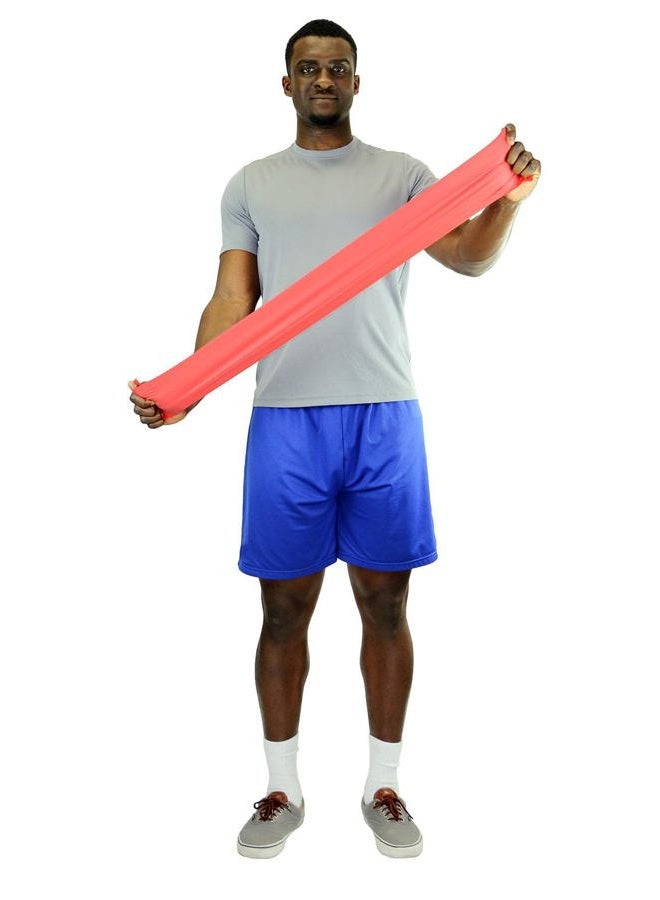 CanDo Singles Low Powder Exercise Band, 4-foot singles, Red: Light (40 count) - Image 2