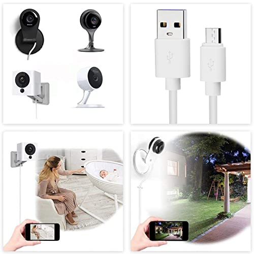 Smays Micro USB Power Cable for Wyze Cam v3, Nest, Arlo Q, Blink, Ring Mini Cam, Yi Dome - 12ft Charger Cord - Image 2