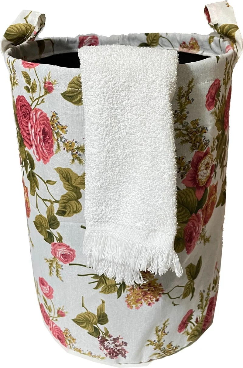 Vip Home Concept Vip Laundry Basket Double Layer Fabric Foldable Basket-English Rose