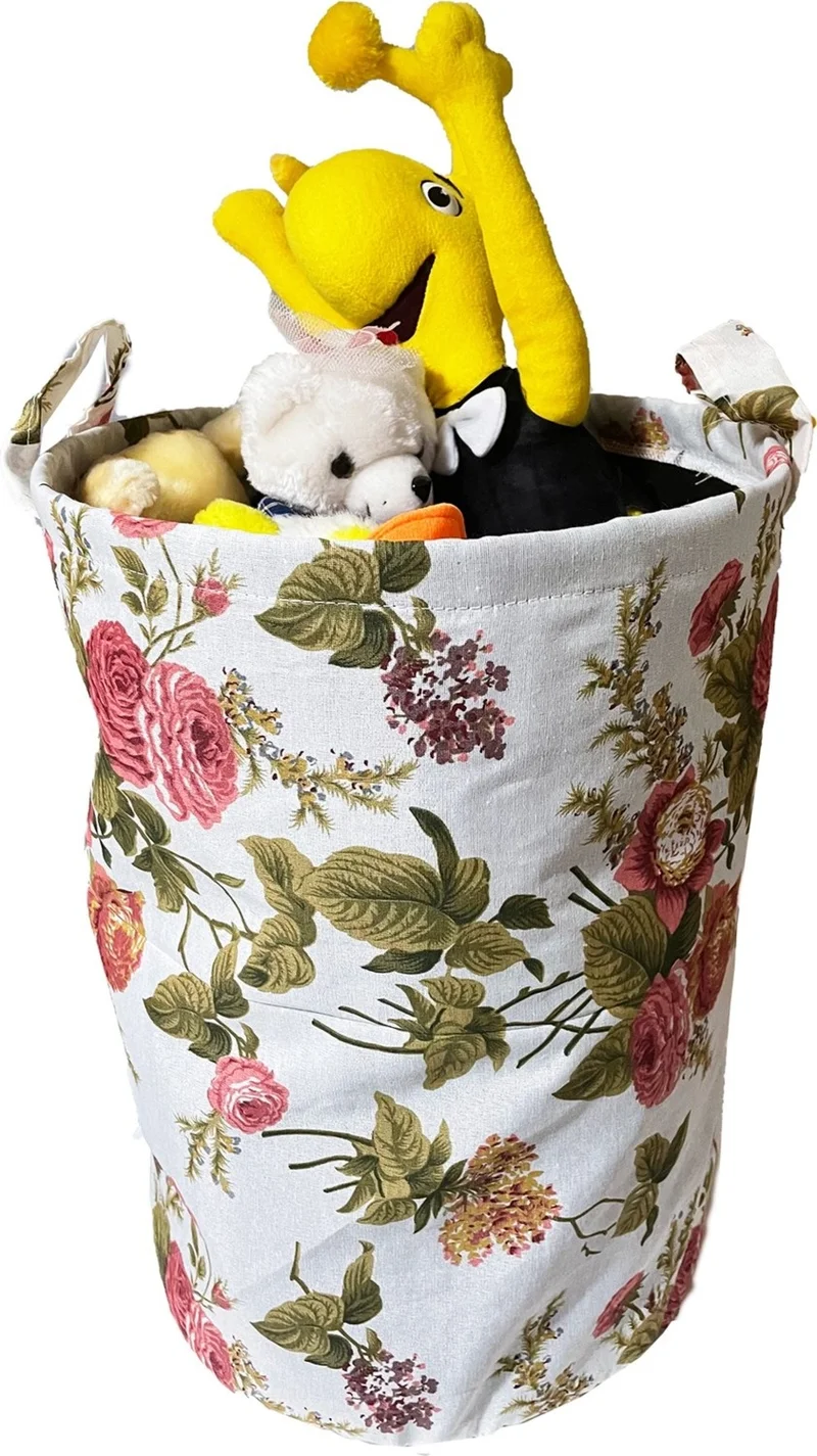 Vip Home Concept Vip Laundry Basket Double Layer Fabric Foldable Basket-English Rose