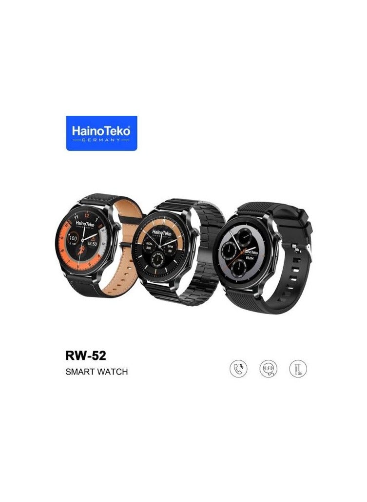 Haino Teko The HainoTeko RW-52 is a black smartwatch that blends modern technology with classic watch aesthetics - Image 1