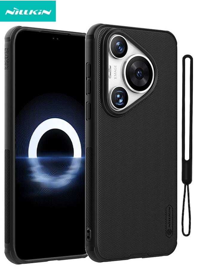 Nillkin Huawei Pura 70 Case, Frosted Ultra Thin Phone Case with Lanyard, Drop Proof Shockproof Anti-Scratch & Slip Dual Layer Tough Back Cover for HUAWEI Pura 70, Black  - Image 1