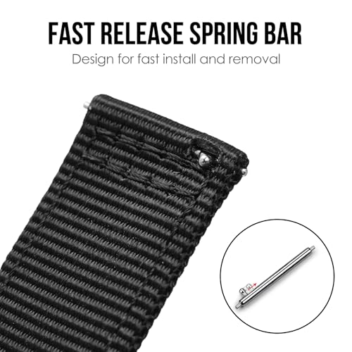 TACTICAL FROG Nylon Watch Bands 22mm, 2 Piece Fast Release Replacement Watch Strap for Men Women, Black - Image 5