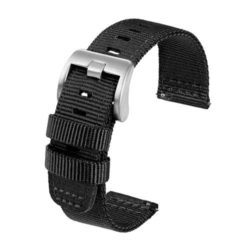 TACTICAL FROG Nylon Watch Bands 22mm, 2 Piece Fast Release Replacement Watch Strap for Men Women, Black - Image 1