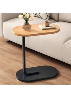 alimforyou Sofa table with wooden top and black iron base, size 60*45*28 cm  - Image 1