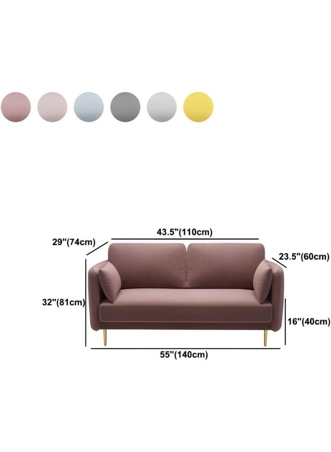 Ripple FURNITURE UAE Homes Contemporary Square-Arm Velvet Settee Sofa, Standard Settee Couch (Yellow)  - Image 2