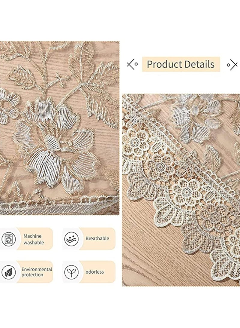 عام “مفرش طاولة، مزخرفة شعير، مقاوم للماء ممكن الغسل مصممًا للضبط الغبار، مناسب للزفافات والحفلات والمنزل الكلاسيكي، زينة لطاولة مطبخ ونهاية الطعام، زينة لطاولة مطبخ مطبخ، 90*90 سم.” - Image 4