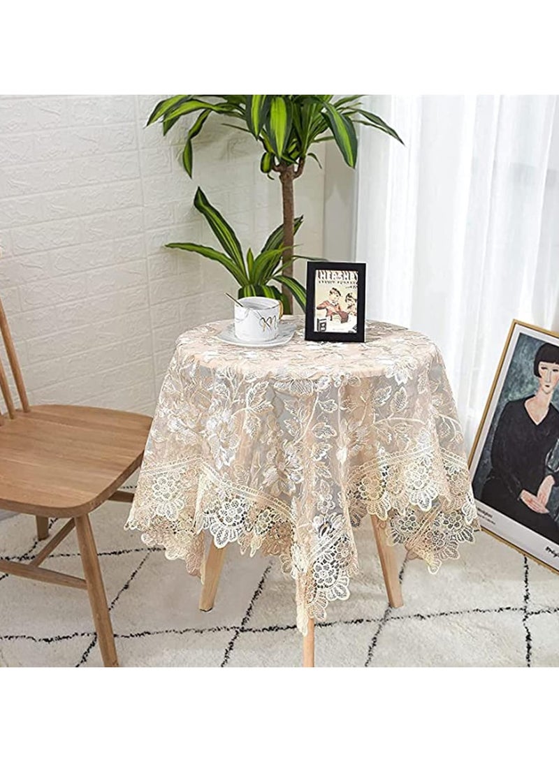 عام “مفرش طاولة، مزخرفة شعير، مقاوم للماء ممكن الغسل مصممًا للضبط الغبار، مناسب للزفافات والحفلات والمنزل الكلاسيكي، زينة لطاولة مطبخ ونهاية الطعام، زينة لطاولة مطبخ مطبخ، 90*90 سم.” - Image 5