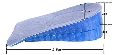 Topwon 1.8'' Two Layers Height Increase Taller Shoe Gel Insole Blue - Image 3
