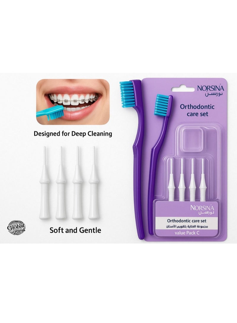 نورسينا مجموعة العناية بتقويم الأسنان فرش أسنان مخصصة للتقويم فرش بينية للتنظيف العميق عناية شاملة بالأسنان مع التقويم مستورد - Image 2