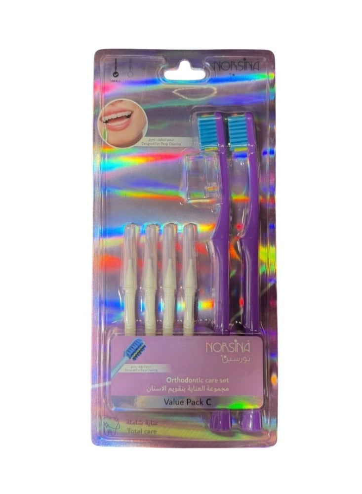 نورسينا مجموعة العناية بتقويم الأسنان فرش أسنان مخصصة للتقويم فرش بينية للتنظيف العميق عناية شاملة بالأسنان مع التقويم مستورد - Image 4