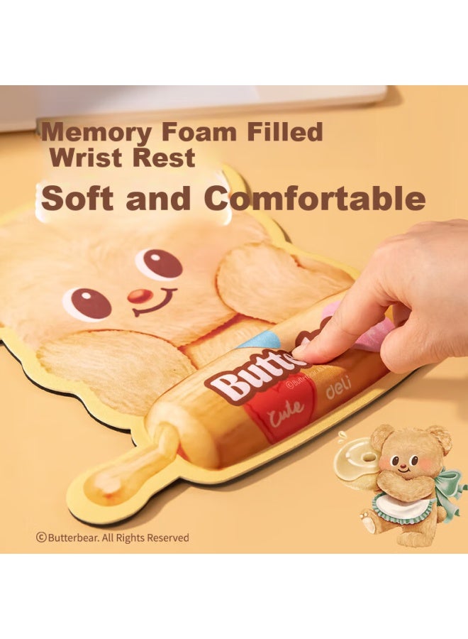 Deli Co-branded Butter Bear Mouse Pad, Wear-resistant Non-slip Small Office Desk Laptop Gaming Mouse Pad, Wrist Rest Mouse Pad, Cute Style - Image 2