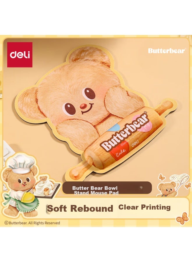 Deli Co-branded Butter Bear Mouse Pad, Wear-resistant Non-slip Small Office Desk Laptop Gaming Mouse Pad, Wrist Rest Mouse Pad, Cute Style - Image 1