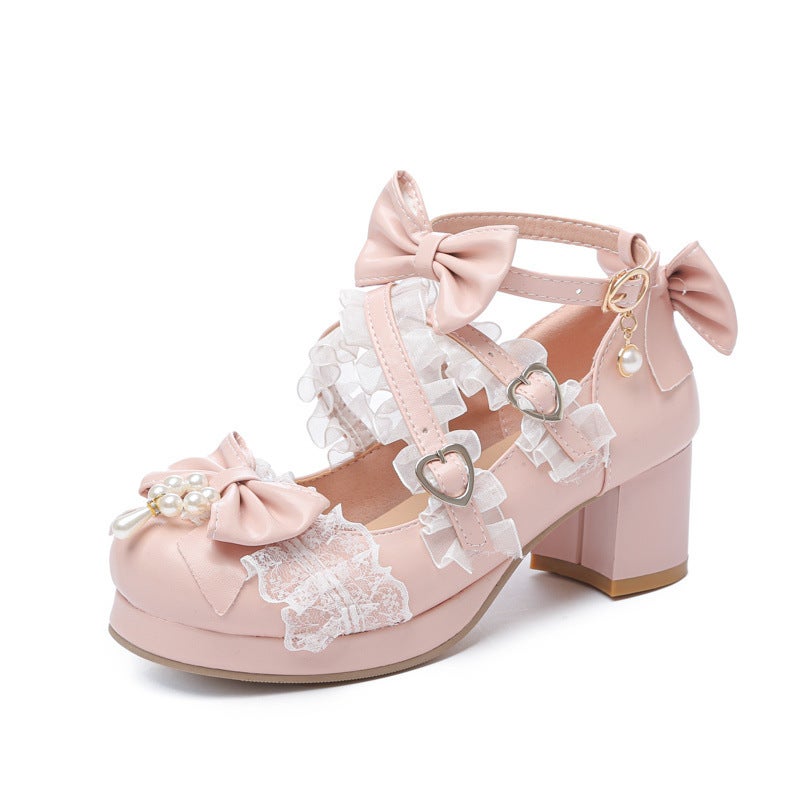 Children'S High Heels 7-15 Years Old 2023 Spring & Fall New Lolita Shoes Students Versatile Flats Large Size Women'S Shoes - Image 1