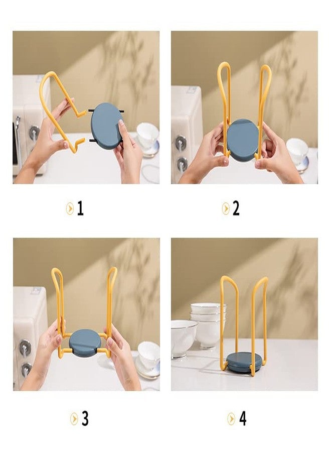 HARI - Dish Drying Rack, Multi-Functional Plates Cup Bowl Pot Pan Lid Storage Holder Organizer for Kitchen Cabinet Grey - Image 4
