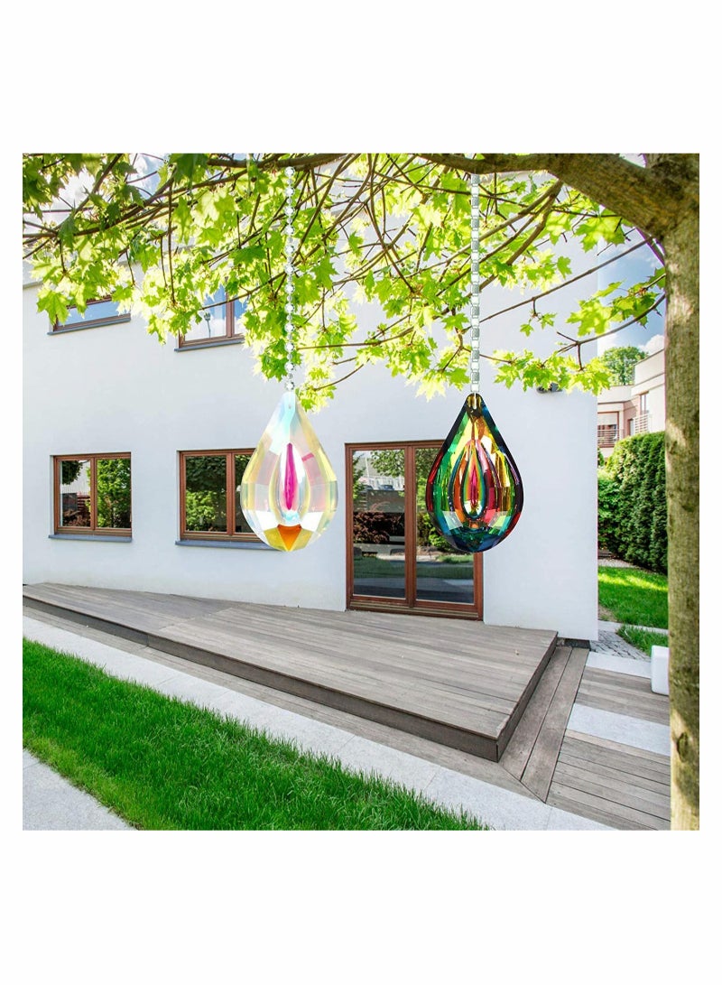4PCS Crystal Suncatchers Hanging Sun Catchers Rainbow Maker Teardrop Prism Crystals Decor Colorful Concave Lamp Prisms Parts For Windows Garden Tree Chandelier Curtain - Image 2