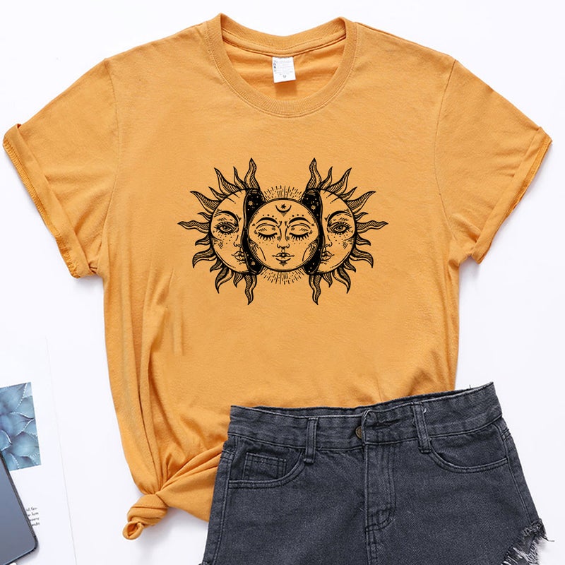 Helios Art Printed in stock Crewneck T-Shirt Cross-border plus size European and American Men's and Women's Trendy Short Sleeve - Image 1
