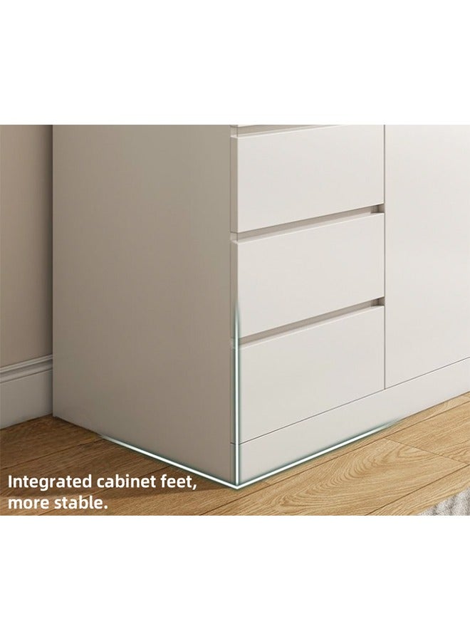 الخشب الصلب خزانة التخزين مع أربعة أدراج ومجلس الوزراء ، الحديثة بسيطة كبيرة السعة الجانبية ، استخدام مجلس الوزراء الجانبي لغرفة المعيشة وغرفة النوم والمطبخ ، 120 × 40 × 89 سم رف التخزين المغلق - Image 5