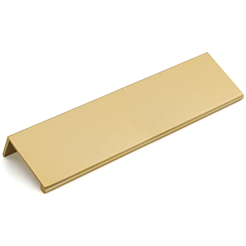 goldenwarm 10 Pack Gold Finger Edge Pulls Drawer Finger Pulls Champagne Gold Kitchen Hardware Handles Bedroom Dresser Drawers,5in Hole Center - Image 1