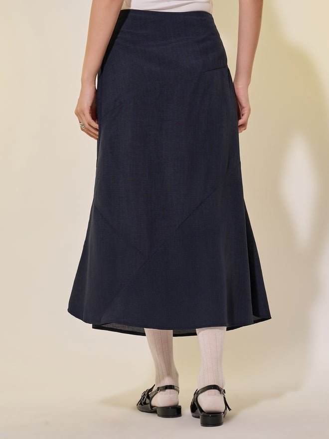 Take Two Styli Plain Side Zipper A-Line Midi Skirt - Image 4