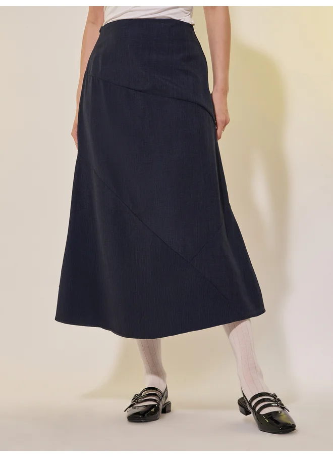 تايك تو Take Two Plain Side Zipper A-Line Midi Skirt