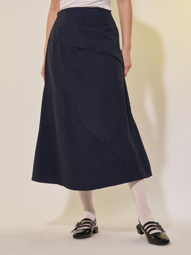 Take Two Styli Plain Side Zipper A-Line Midi Skirt - Image 2