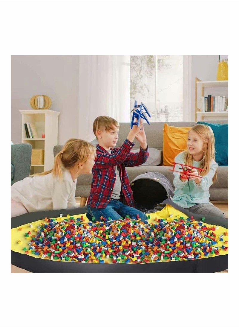 SYOSI - Toy Storage Organizer and Play Mat - Toy Basket toy storage bags for Toy Bricks, Spiral Wire Inside for Stand Up Straight with 59" Washable Drawstring Play Mat, 10-Gallon (With Mat, Dinosaur - B) - Image 1