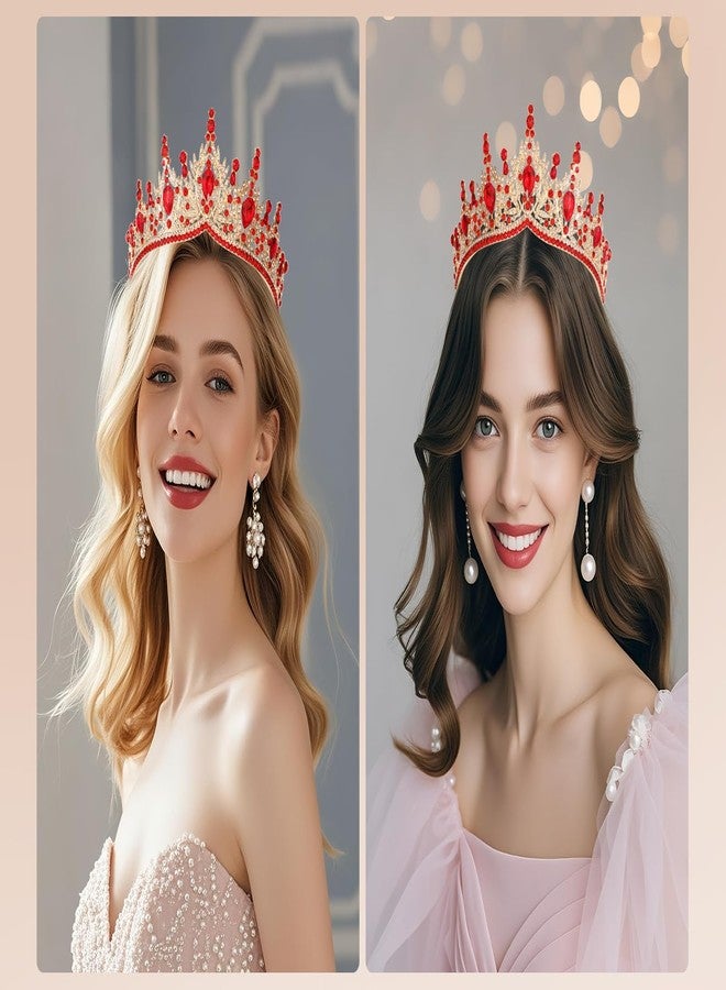 كاميرولا تيجان للنساء، تيجان زفاف، تيجان لحفلات أعياد الميلاد، تاج أميرة، إكسسوارات شعر، زينة هالوين مرصعة بأحجار الراين، طوق رأس (ذهبي أحمر) - Image 5