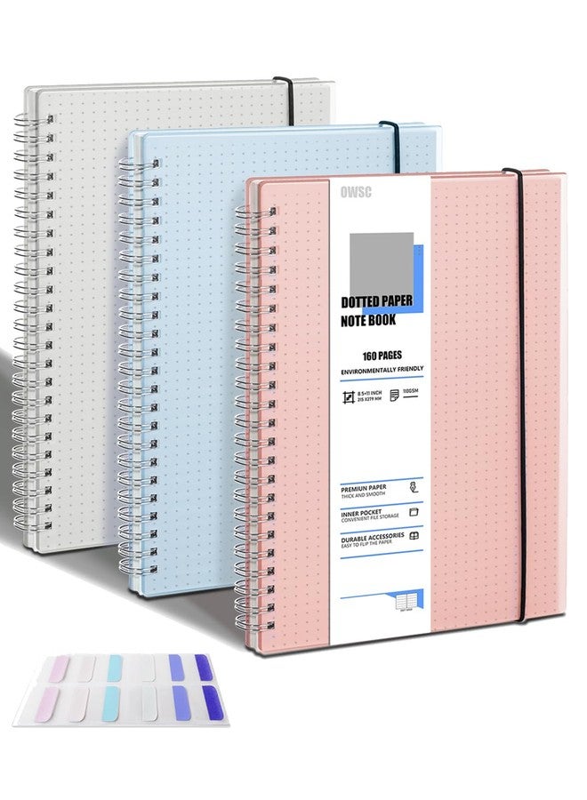 OWSC 3 Pack Dot Notebook, 8.5 x 11 Inches Spiral Notebooks for Work, School and Journal with 110 GSM Journal Dotted Paper, Large Notebook with 80 Sheets/160 Pages, Hardcover Dot Journal Notebook - Image 1