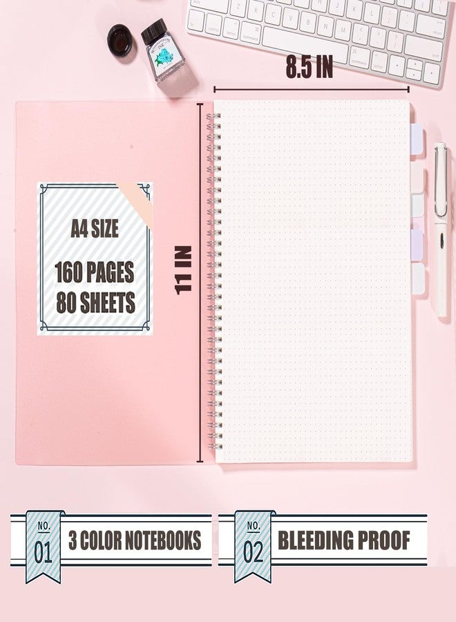 OWSC 3 Pack Dot Notebook, 8.5 x 11 Inches Spiral Notebooks for Work, School and Journal with 110 GSM Journal Dotted Paper, Large Notebook with 80 Sheets/160 Pages, Hardcover Dot Journal Notebook - Image 3