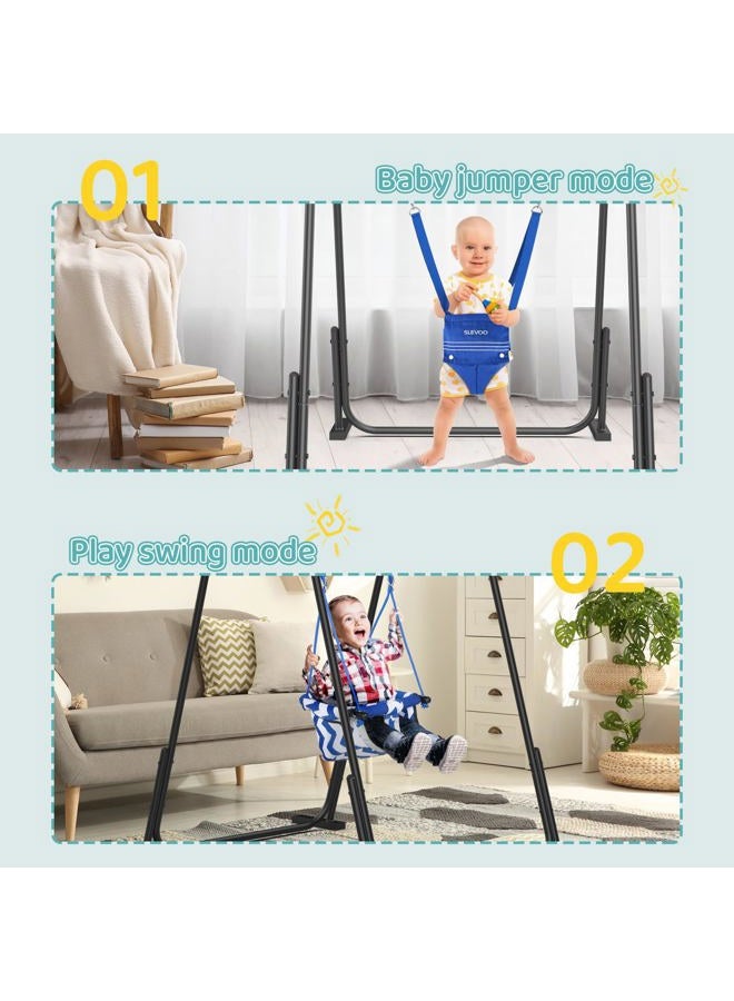 Slevoo 2 in 1 Toddler Swing Set, for 6 Months to 5 Years Toddler, Foldable Toddler Swing and Baby Jumper, for Indoor and Outdoor Fun, Pink - Image 2