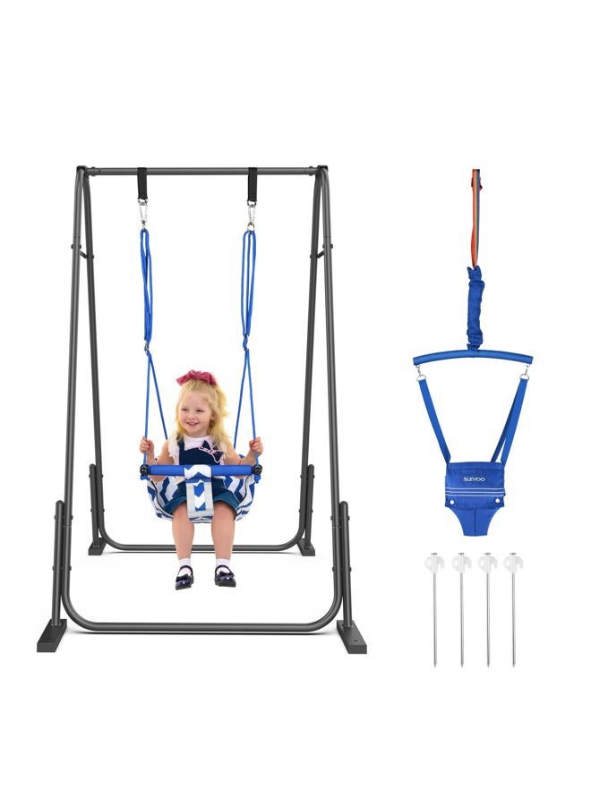 Slevoo 2 in 1 Toddler Swing Set, for 6 Months to 5 Years Toddler, Foldable Toddler Swing and Baby Jumper, for Indoor and Outdoor Fun, Pink - Image 1
