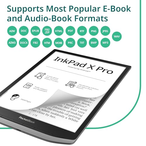 PocketBook InkPad X Pro E-Reader & E-Note | E-Ink Notepad | Handwriting-Feature & Pen | Glare-Free 10.3'' Mobius™ Screen | Powered by Android | SMARTlight | Audio- & E-Book Reader | Bluetooth & WiFi - Image 5