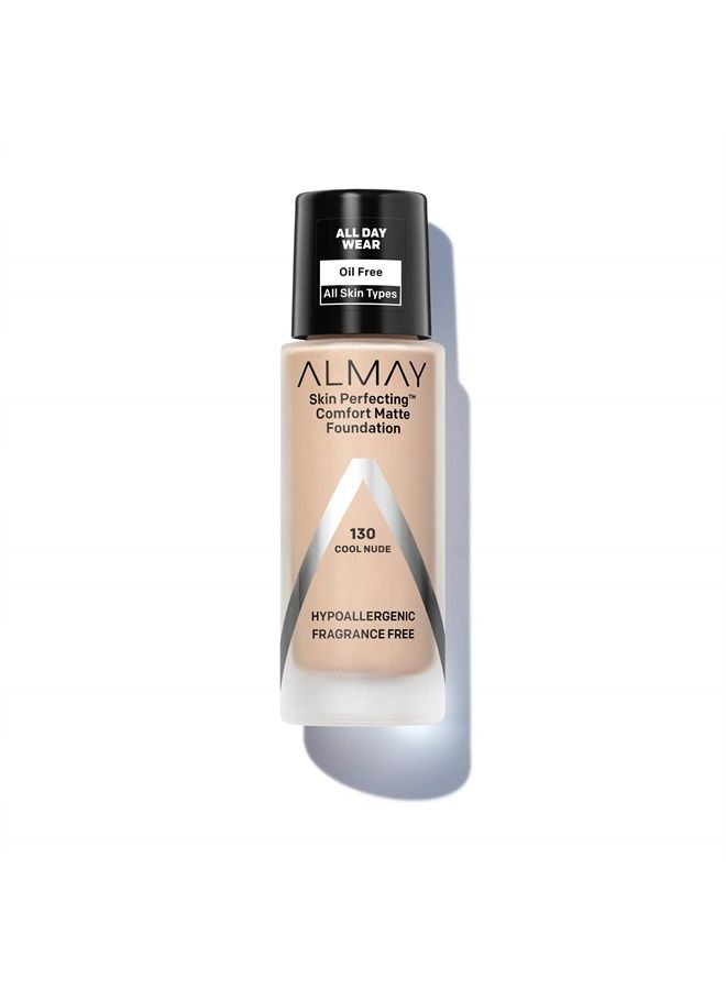 Almay Skin Perfecting Comfort Matte Foundation, Hypoallergenic, Cruelty Free, -Fragrance Free, Dermatologist Tested Liquid Makeup, Cool Nude - Image 1