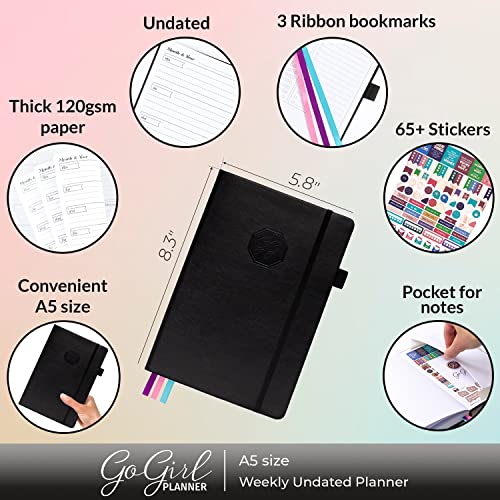 GoGirl Planner and Organizer for Women – A5 Size Weekly Planner, Goals Journal & Agenda to Improve Time Management, Productivity & Live Happier. Undated – Start Anytime, Lasts 1 Year – Black - Image 2