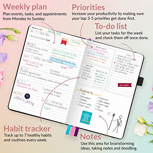 GoGirl Planner and Organizer for Women – A5 Size Weekly Planner, Goals Journal & Agenda to Improve Time Management, Productivity & Live Happier. Undated – Start Anytime, Lasts 1 Year – Black - Image 3