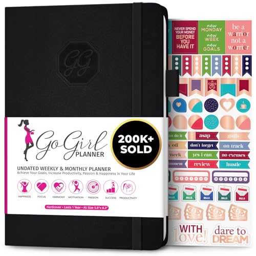 GoGirl Planner and Organizer for Women – A5 Size Weekly Planner, Goals Journal & Agenda to Improve Time Management, Productivity & Live Happier. Undated – Start Anytime, Lasts 1 Year – Black - Image 1