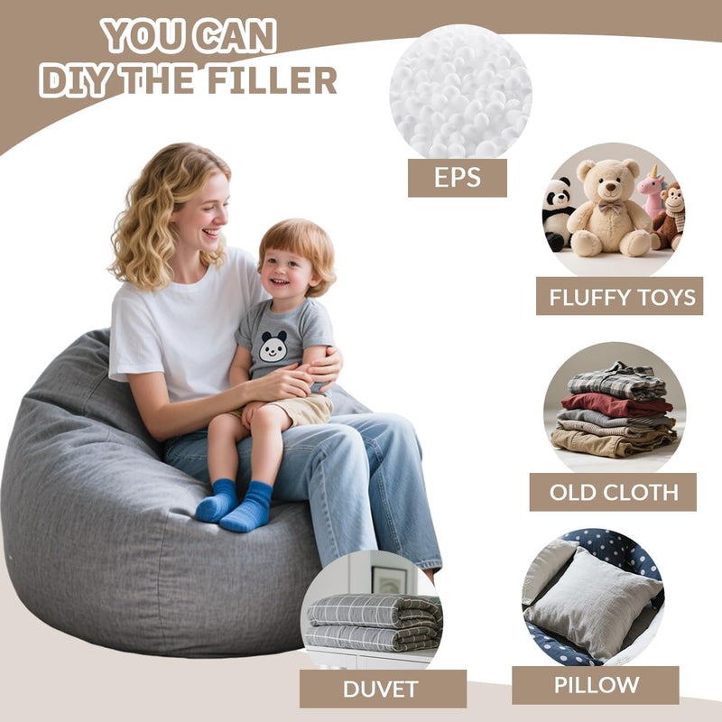 Highdi Bean Bag Chair for Adults, Cover Only (No Filling), Comfort XXL Bean Bags Gaming Giant Bean Bag Chair for Indoor Outdoor Living Room Decor (100 x 120 cm) - Image 4