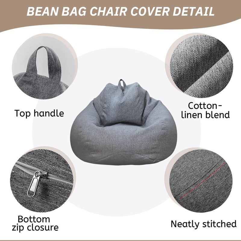 Highdi Bean Bag Chair for Adults, Cover Only (No Filling), Comfort XXL Bean Bags Gaming Giant Bean Bag Chair for Indoor Outdoor Living Room Decor (100 x 120 cm) - Image 3