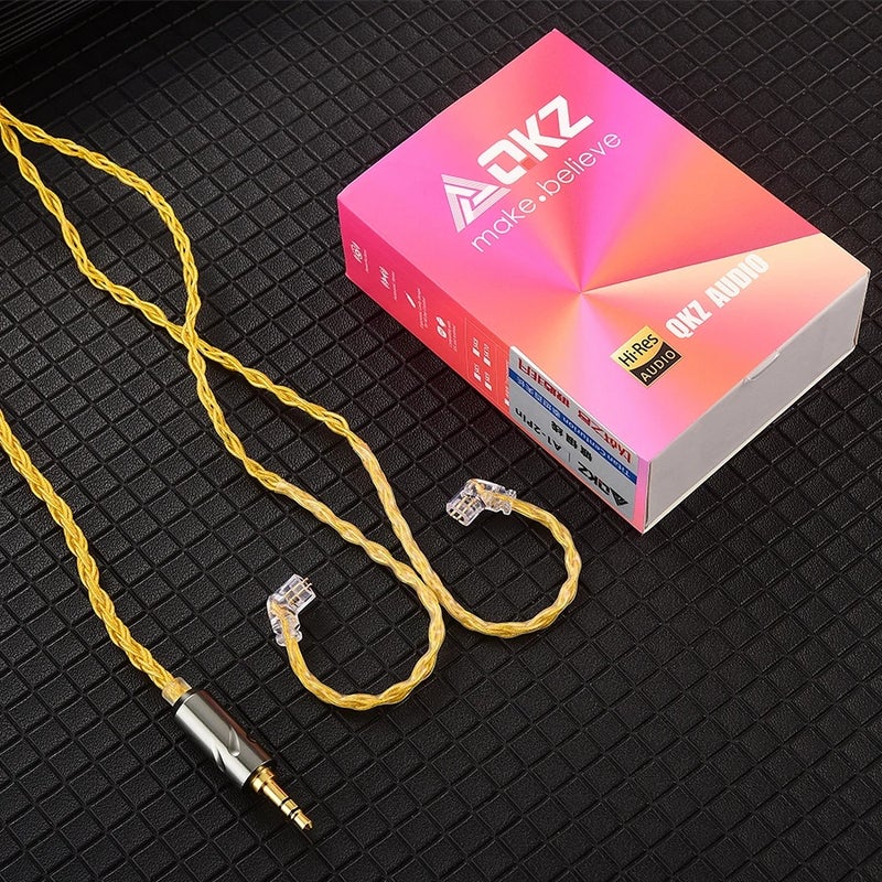 QKZ T1 Earphone Cable QDC Type Copper Silver-plated Upgrade Cable 3.5mm Wired Headphones For KZ ZSN PRO ZS10 pro EDX TRN Cca, Yellow - Image 1