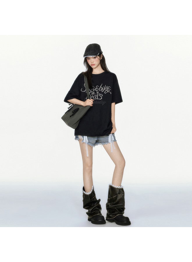 EPTISON Women's Short Sleeve T-shirt Summer Graphic Letter Print Vintage Pure Cotton Loose Casual Top - Image 4