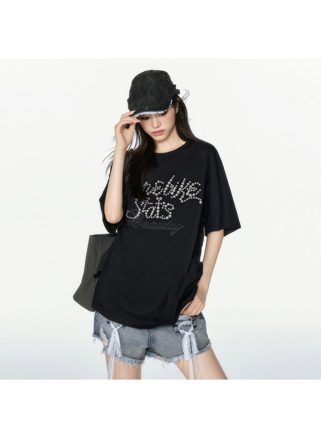 EPTISON Women's Short Sleeve T-shirt Summer Graphic Letter Print Vintage Pure Cotton Loose Casual Top - Image 3