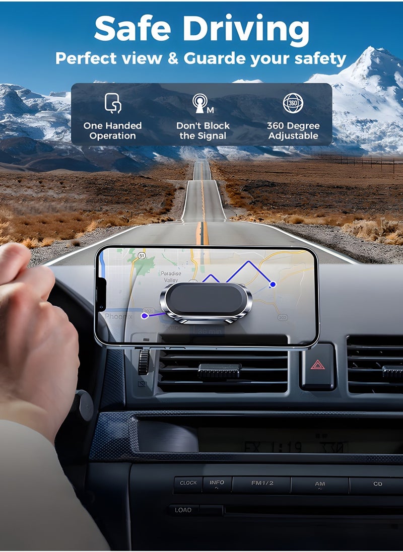 GROIC Magnetic Zinc Alloy Car Phone Mount, Upgrade Magnet N52 8pcs, Universal Dashboard Holder, Cell Phone Grip Car Kits, 360° Adjustable Super Strong Magnet for Samsung, iPhone,Automotive Interior  - Image 5