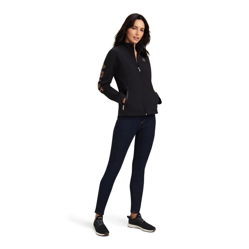 ARIAT Womens New Team Softshell Jacket BlackLeopard Size Large