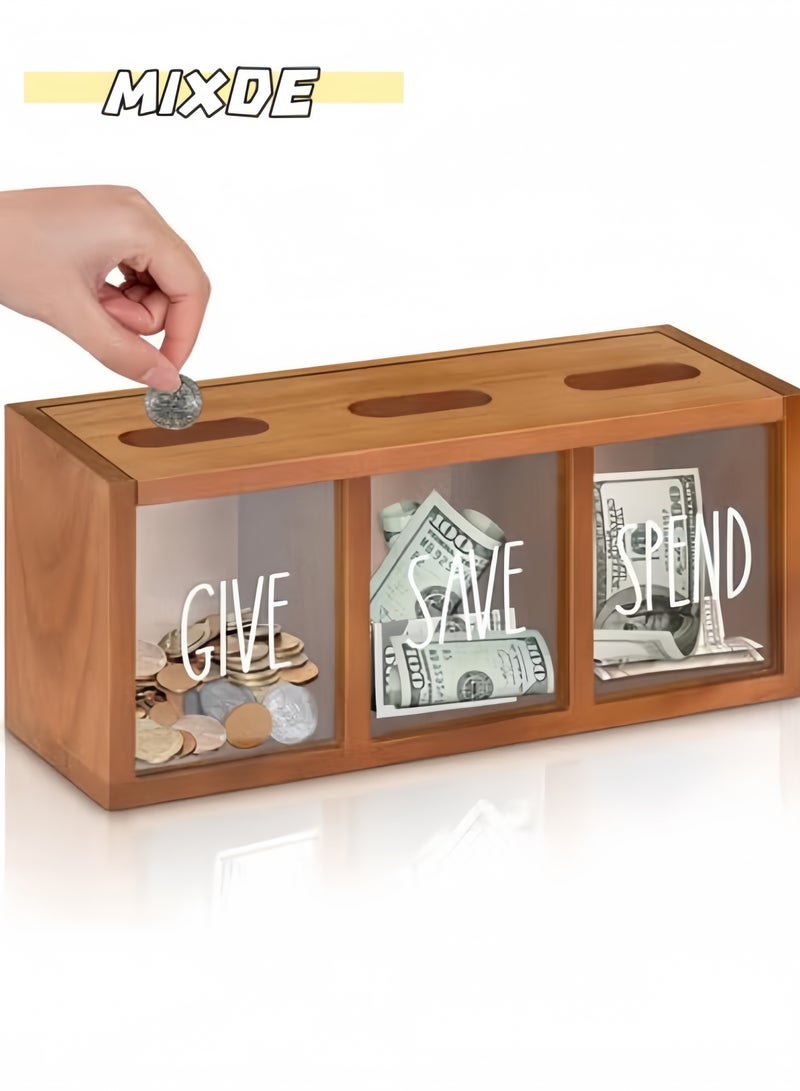 MIXDE Spend Save Give gy Bank for Kids, Money Coin Savings gy Bank Jar Box for Kids Child Safe Money Saver, Teach Children About Giving  Saving Money gy Box for Childrens Boys Girls. - Image 1