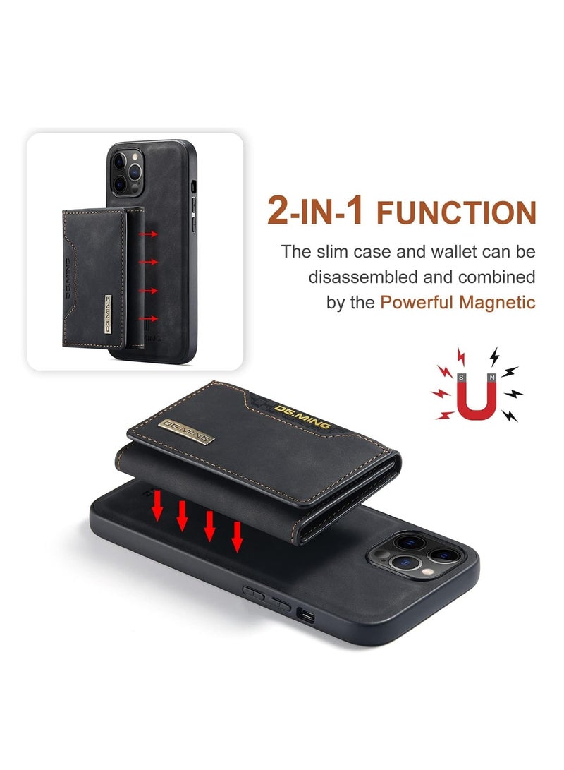 Aookay Case for iPhone 16 Pro with Magnetic Suction Support Wireless Charging Can Be Used as a Phone Stand Luxury Leather Card Holder Phone Cover (Card Holder Detachable) (Black)  - Image 4