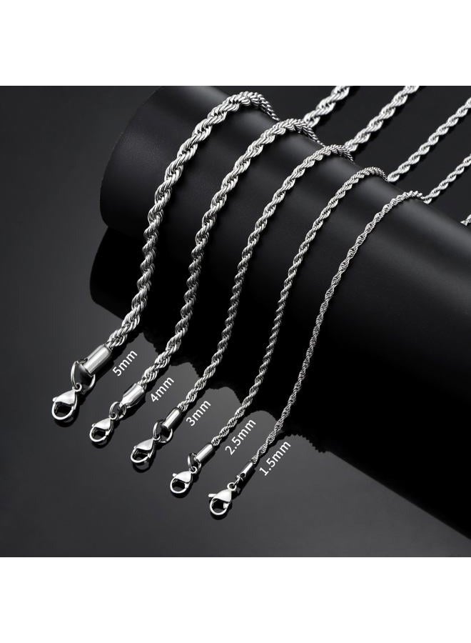 Monily Rope Chain Necklace Stainless Steel Chain for Men Twist Chain Necklace for Women, 32 Inches, Stainless Steel, No Gemstone - Image 4