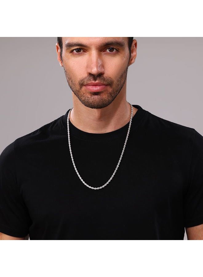 Monily Rope Chain Necklace Stainless Steel Chain for Men Twist Chain Necklace for Women, 32 Inches, Stainless Steel, No Gemstone - Image 2