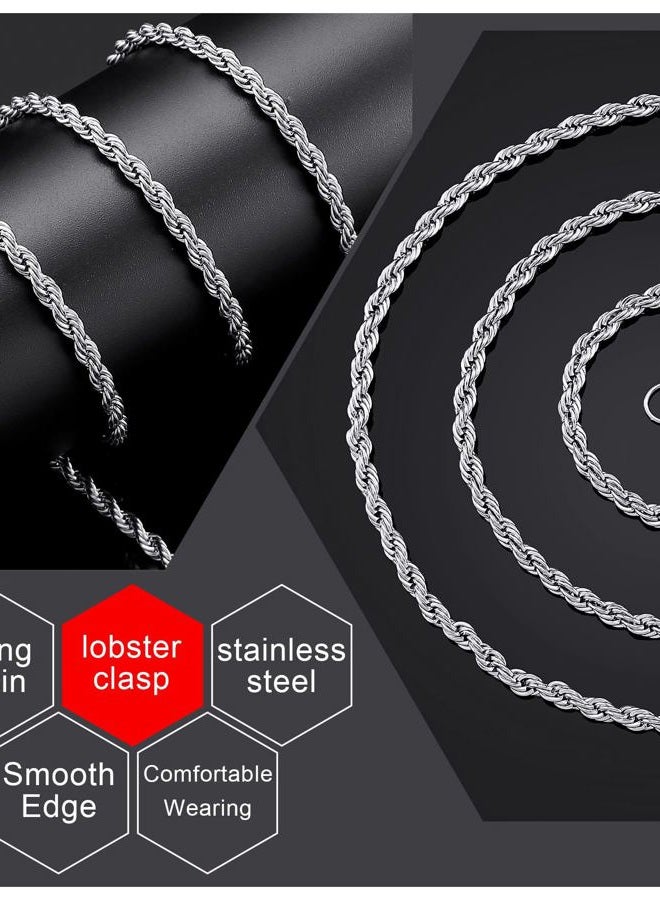 Monily Rope Chain Necklace Stainless Steel Chain for Men Twist Chain Necklace for Women, 32 Inches, Stainless Steel, No Gemstone - Image 5