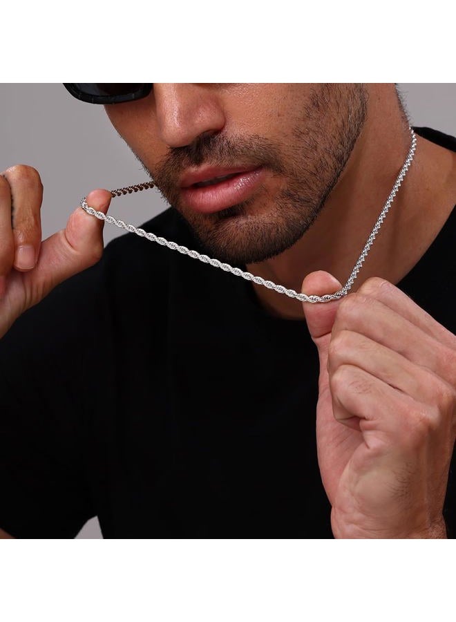 Monily Rope Chain Necklace Stainless Steel Chain for Men Twist Chain Necklace for Women, 32 Inches, Stainless Steel, No Gemstone - Image 3